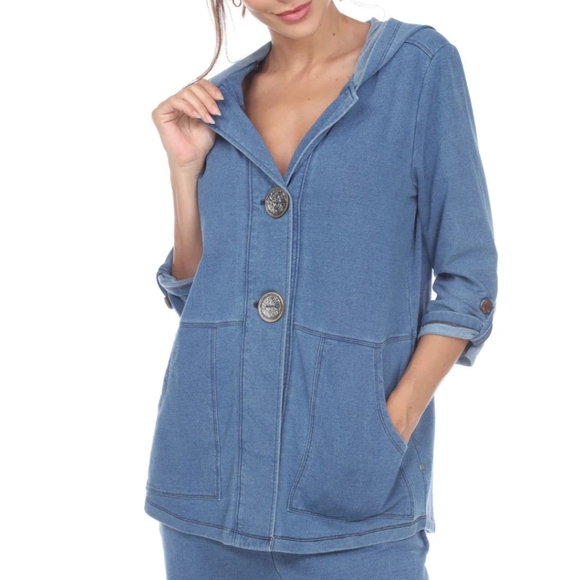 NEON BUDDHA | Timeless 2-button hooded roll sleeve casual jacket - Picture 9 of 10